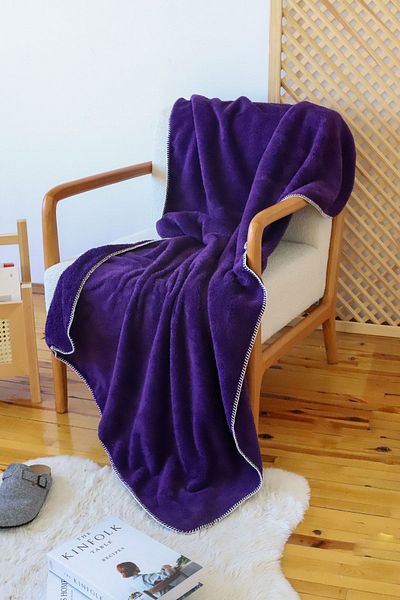 Tekstil Home Double Sided Wellsoft TV Blanket 100x170cm Sofa Throw, Soft Fuzzy Plush Fleece Purple