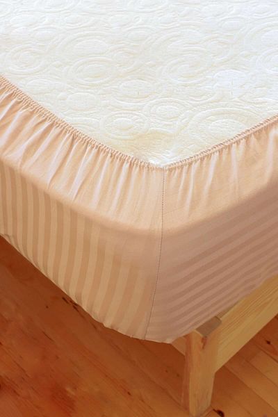 Tekstil Home Luxury Colorful Series Striped Satin Elastic Sheet Set CAPPICINO Color All sizes