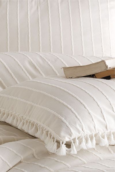 Nordqueen Set cuvertură de pilota cu ciucuri dublu 100% bumbac