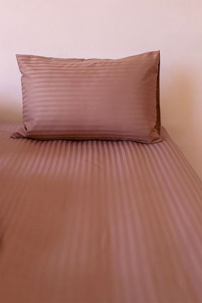 Tekstil Home Řada Luxury Color Series Pruhované saténové elastické prostěradlo Hnědá Barva Všechny velikosti