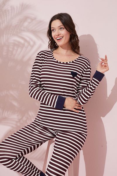 Siyah İnci Cotton Embroidered Knitted Pajama Set - Multicolored 24240156
