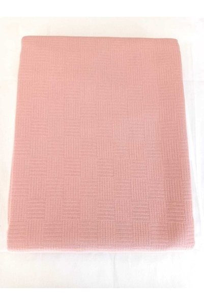 Tekstil Home Luxury Single Checkers - Pique Cotton Bedspread, Multi-Purpose, Powder Pink Color