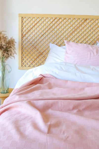 Tekstil Home Colorful Hotel Series Double Small Checkers Pattern Pique Cotton 200x240 Eb. Χρώμα πούδρας πολλαπλών χρήσεων