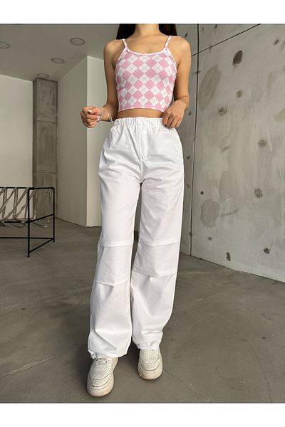 BİKELİFE Weiße Stopper-Fallschirmhose für Damen