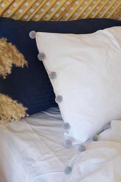 Tekstil Home Γκρι Πομπον Σετ Παπλωματοθήκη Μονό Βαμβακερό Ύφασμα Νεανικό Παιδικό Δωμάτιο Σχέδιο Ρετρό