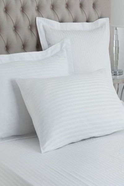 Tekstil Home Set de husă de pilotă din satin de bumbac, cu dungi albe, tip hotel, cu husă de pernă Oxfort