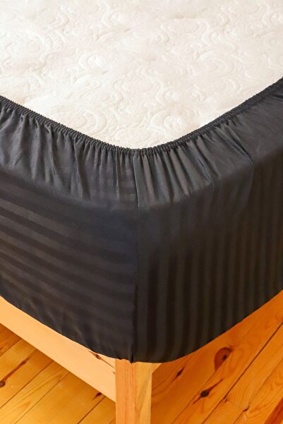 Tekstil Home Genç ve Çocuk Serisi Tek Kişilik 120x200 Lastikli Çarşaflı Çizgili Saten Nevresim Takımı Tüm Renkler