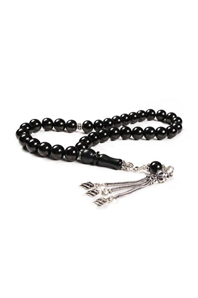 TESBİHCİBABA Gümüş Tasarım Sade Oltu Taşı Tesbih