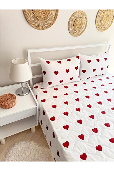 üntaş Double - Capiteon Bed with Unity Heart and 2 Pillowcases Set