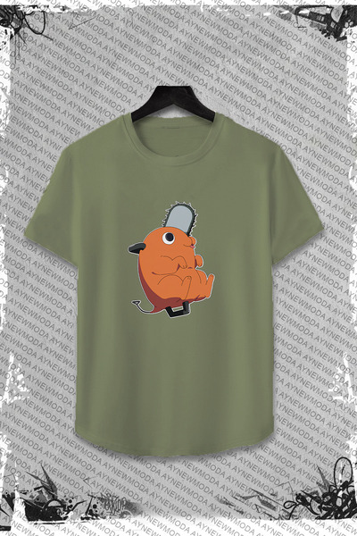 aynewmoda Tricou unisex Chainsaw Man - imprimat frontal, decolteu