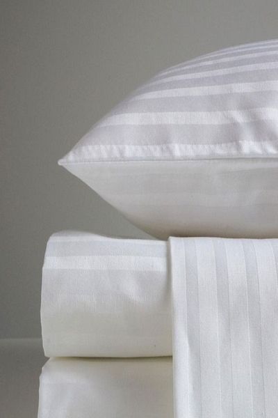 Tekstil Home Satenev Hotel Series White 2 Pack Ριγέ Σατέν Μαξιλαροθήκη 50x70 Μέγεθος 83 Σύρμα