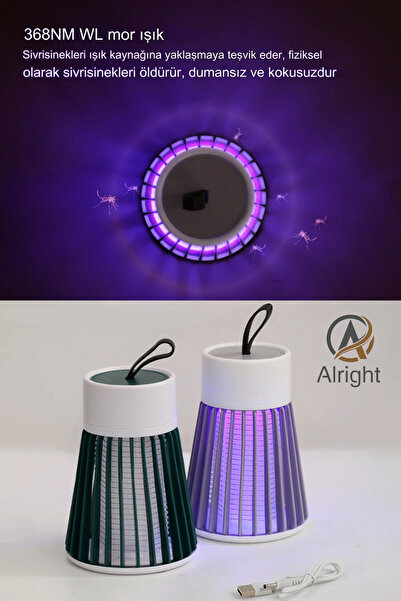 Alright Mor Işıklı Taşınabilir Masaüstü Sinek Kovucu Cihaz Şarj Edilebilir Asma Halkalı (Mosquito repellent)