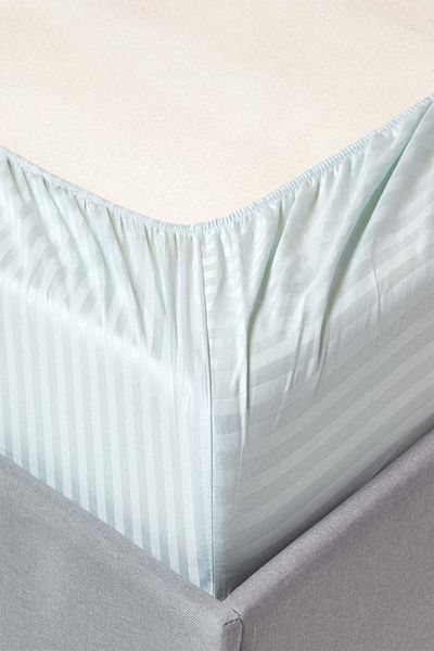 Tekstil Home Colorful Series 83 Thread Striped Satin Cotton Water Green Mint Bed Sheet Set