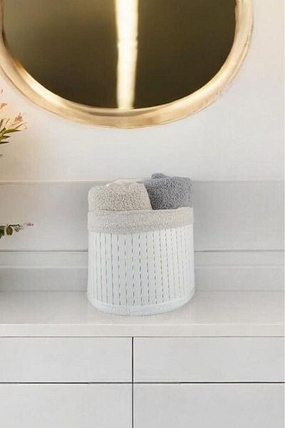 Digithome 18 cm White Bamboo Storage Box - Multi-Purpose Organizer Cl-6008-4 C1