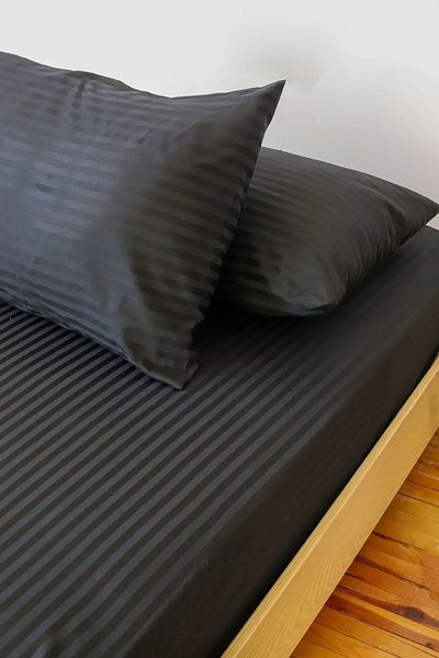 Tekstil Home Set cearșafuri de lux din satin de bumbac cu dungi negre - dublu