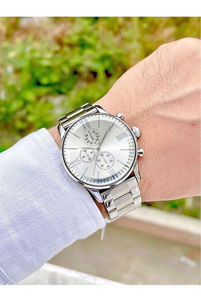 İSTLİV Silver Color Men's Wristwatch with Roman Numerals