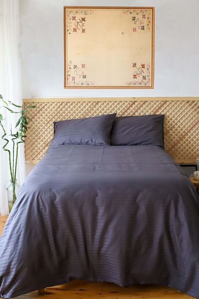 Tekstil Home Σετ Παπλωματοθήκη 5 Αστέρων Luxury Hotel Τύπος Oversize Ριγέ Σατέν Παπλωματοθήκη 180x200 Eb. Εφαρμοσμένο σεντόνι Anthracite