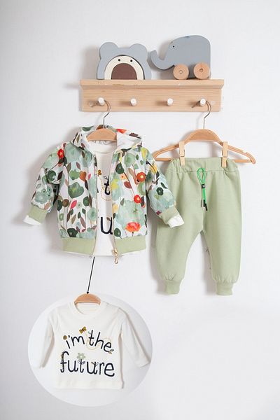 TRENDİMİZBİR Floral Patterned Raincoat Set for Baby Girl - Triple Set