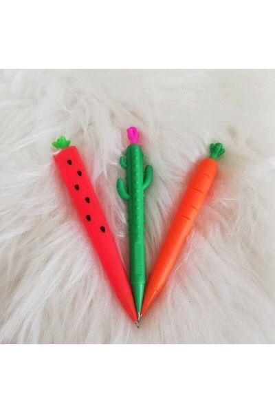 Dream Butik Red Color Watermelon Cactus and Carrot Pencil Set - 48 Sheets A4, Soft Medium Size