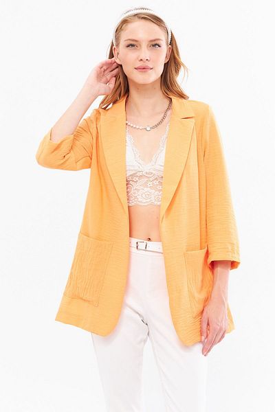 armonika Jachetă oversize din in culoarea salmonului - cu buzunare, ARM-24Y001065