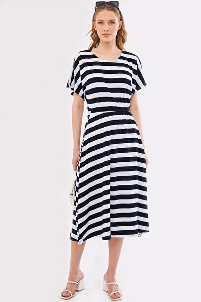 armonika Rochie de damă bleumarin Dekatessera cu mânecă liliac Fustă cu talie...