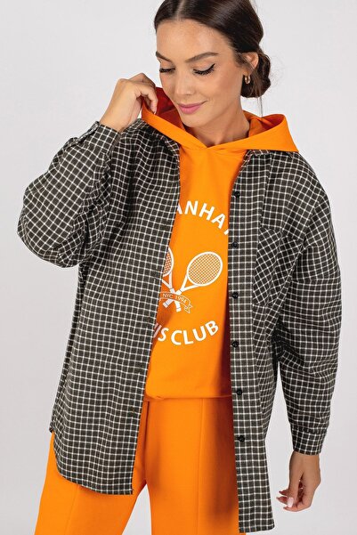 armonika Γυναικείο Χακί Καρό Πουκάμισο Oversize Μπράτσο-22Y001157