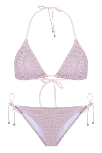 AQUELLA Блестящ триъгълен бикини комплект от трикотаж