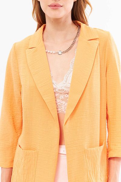 armonika Jachetă oversize din in culoarea salmonului - cu buzunare, ARM-24Y001065