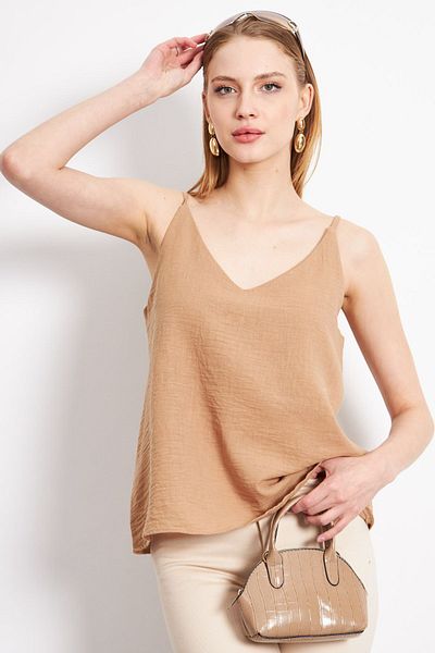 armonika Μπλούζα Linen Look Mink - Γυναικείο λουράκι Μοντέλο ARM-24Y001064