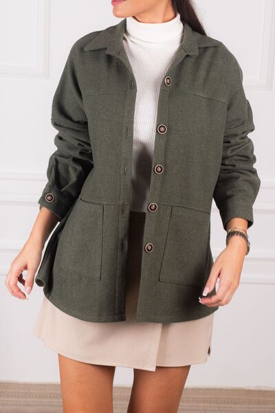 armonika Jachetă de damă, kaki, supradimensionată, cu buzunar