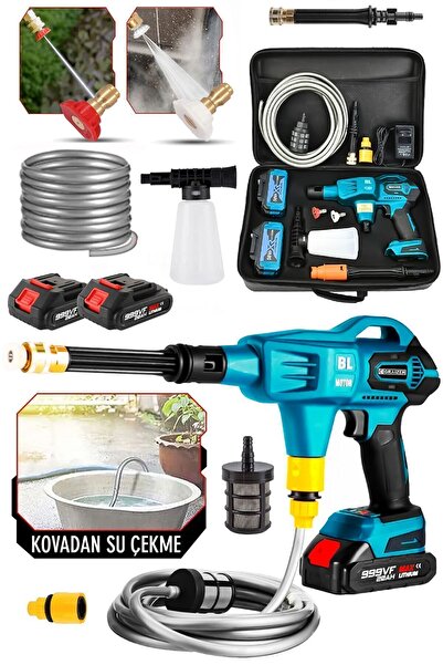 Graizer Alman 999 Vf 20 Ah 100 Bar Kömürsüz Şarjlı Oto Yıkama Makinesi Çift Akülü Bahçe Yıkama Makinasi