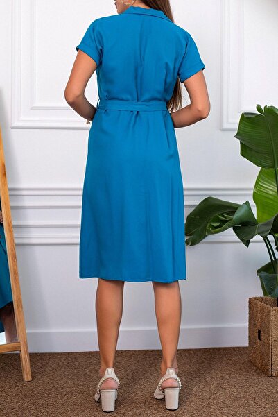 armonika Női benzines derék, öves rövid ujjú ingruha ARM-19Y001068