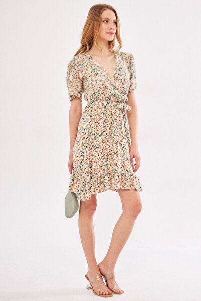 armonika Γυναικείο μπεζ φόρεμα Tessera Φούστα με γιακά με διπλό στήθος Mini μέγεθος ARM-24Y001024