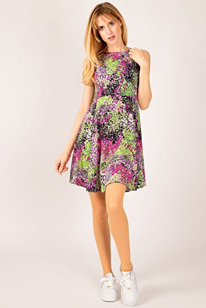 armonika Rochie evazată fără mâneci, cu fermoar la spate, fucsia, braț-23y001013