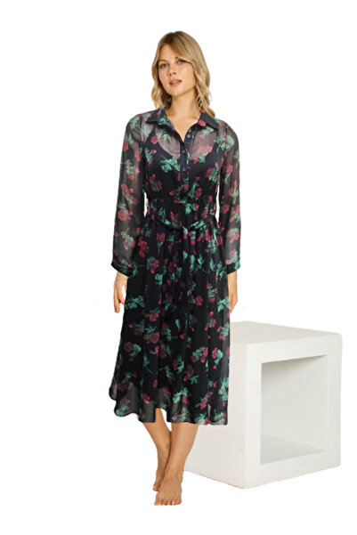 CEBECİ TİCARET KADIN ELBİSE ŞİFON ASTARLI SİYAH