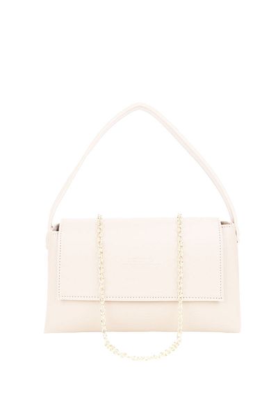 NOTHING Gold Chain Mini Baguette - Hand and Shoulder Bag, Cream Color