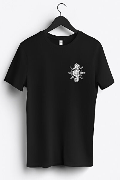 MGAX تي شيرت مطبوع عليه فرس البحر