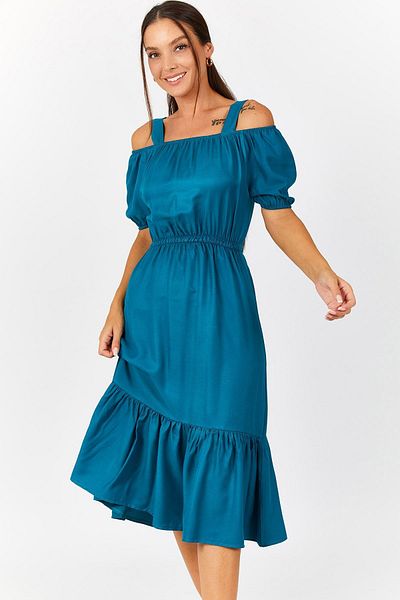 armonika Rochie de damă cu bretele elastice în talie benzină ARM-21K001214
