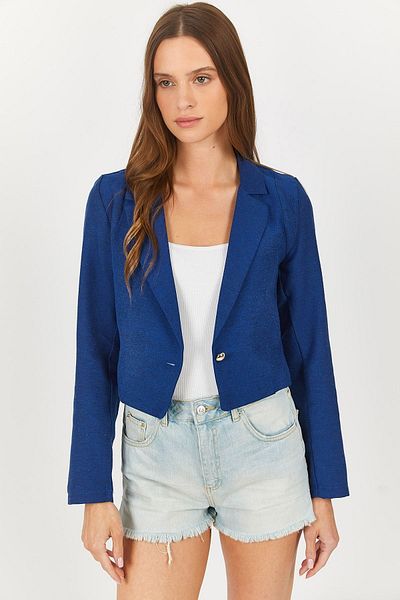 armonika Women's Saks Single Button Crop Jacket Arm-23y001064