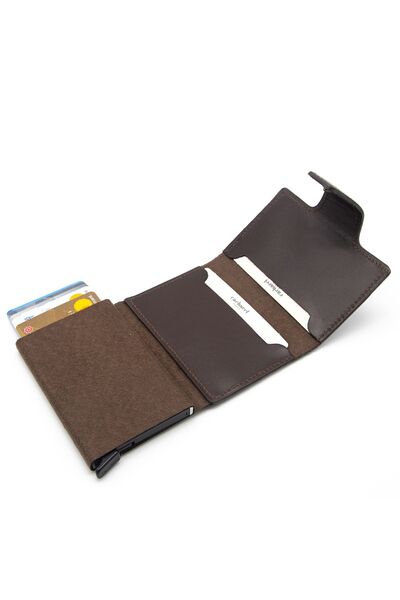 Cacharel Δερμάτινη καφέ θήκη πιστωτικής κάρτας Analine - 0270D06