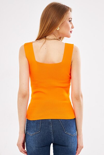 armonika Neon Orange Thick Strap Women's Blouse - ARM-23Y069001