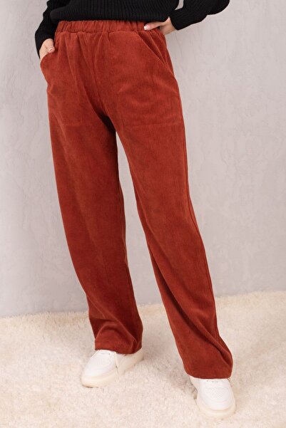 armonika Ženske elastične pantalone sa širokim strukom Sa džepovima Široke no...