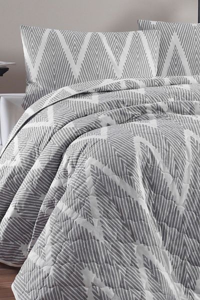 Eponj Home Olivia Gray Quilted Bedspread Set - Double