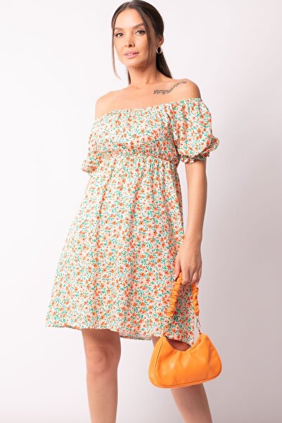 armonika Ženska haljina od lososa sa Sa deznom rukavima i elastičnim madona o...