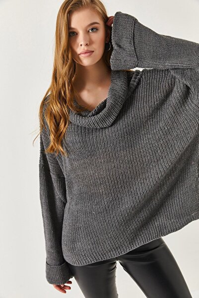 armonika Women's Smoked Double Sleeve Lace Collar Knitwear Sweater Arm-22Y012018