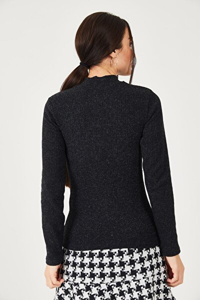 armonika Women's Black Low-cut Knitwear Sweater ARM-21K001062