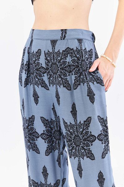 armonika Indigo Patterned Women's Trousers - Wide Leg, ARM-23Y001124