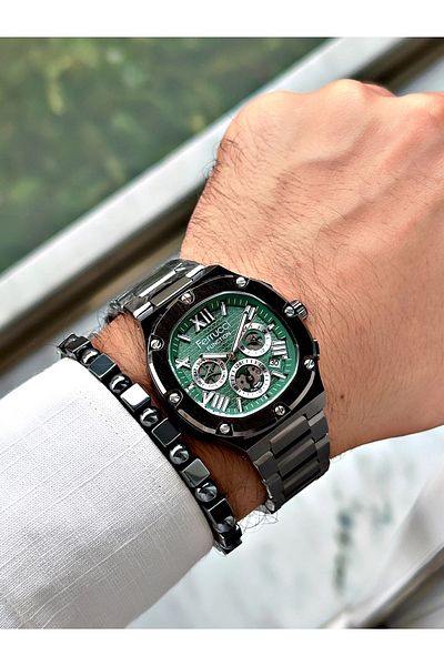 Ferrucci men's Wristwatch - Smoke Color, Square Roman Numeral + Bracelet GiFt