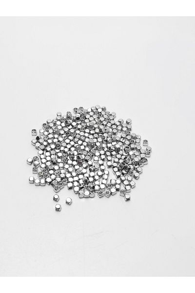 Yüksel Boncuk 2 mm Shaved Cube Silver Plated Spacer Material (10 Gr)