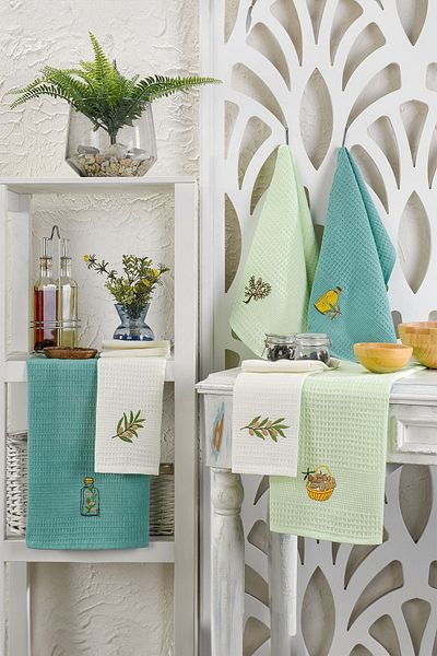 Eponj Home Κεντημένες χαρτοπετσέτες 6 τεμαχίων - 40x60 ελιάς
